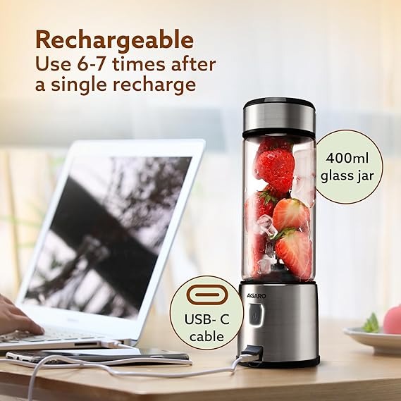 Portable USB Rechargeable Mini Juicer Blender,Electric Juicer Bottle For Smoothies and Juices, Mixer Juicer that Crushes Ice,